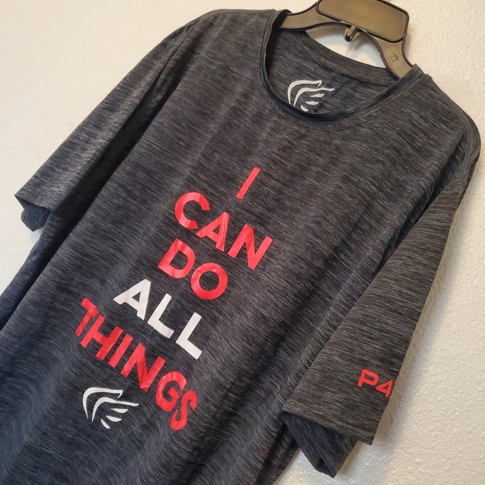 Active Faith Sports I Can Do All Things Gray Heather Athletic T-Shirt Mens XL - Picture 2 of 11